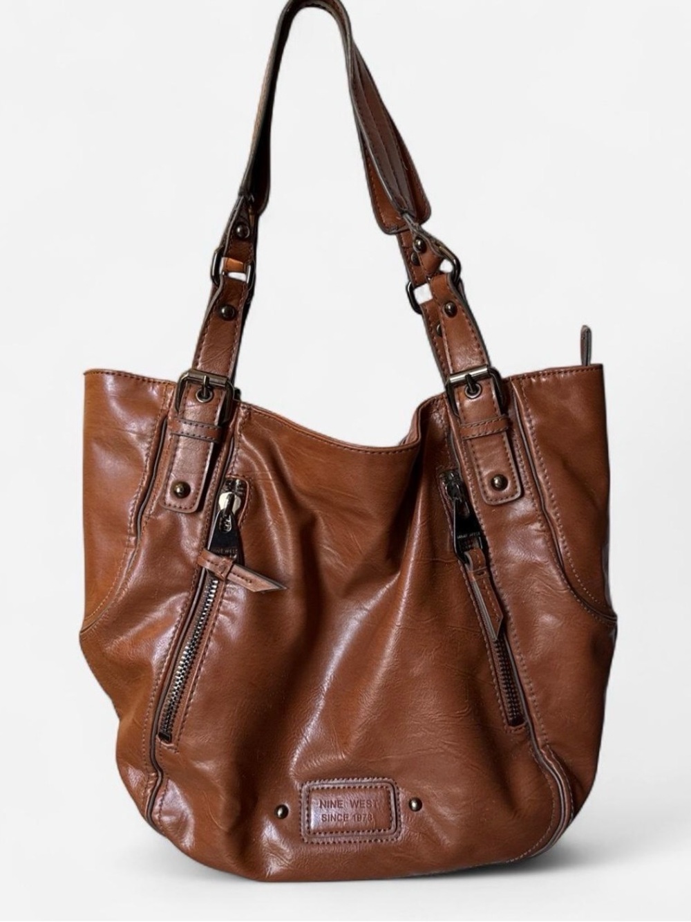 Nine West Brown Leather Tote Bag